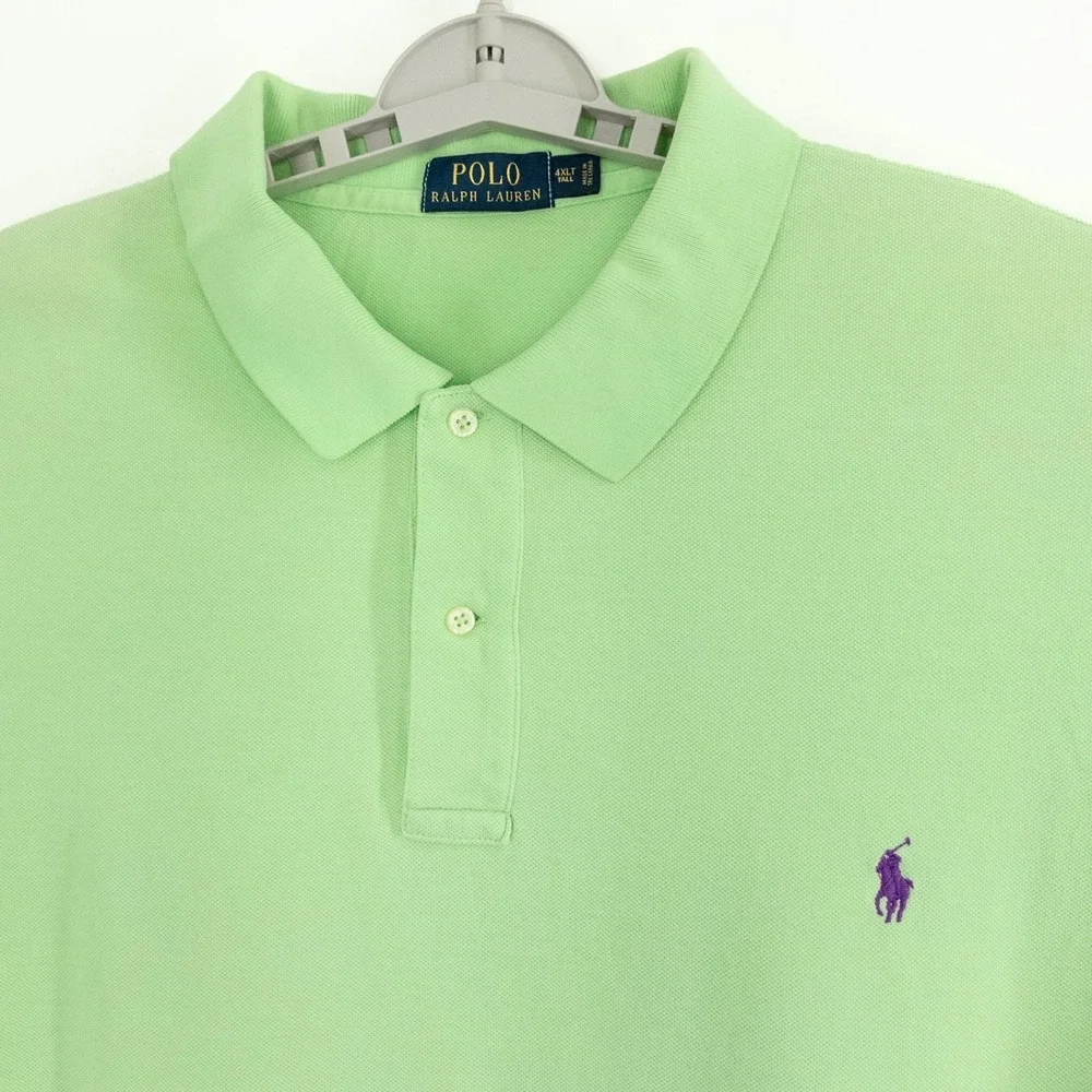 Polo Ralph Lauren Mens 4XLT Tall Lime Green Short Sleeve Pique Polo Shirt Purple